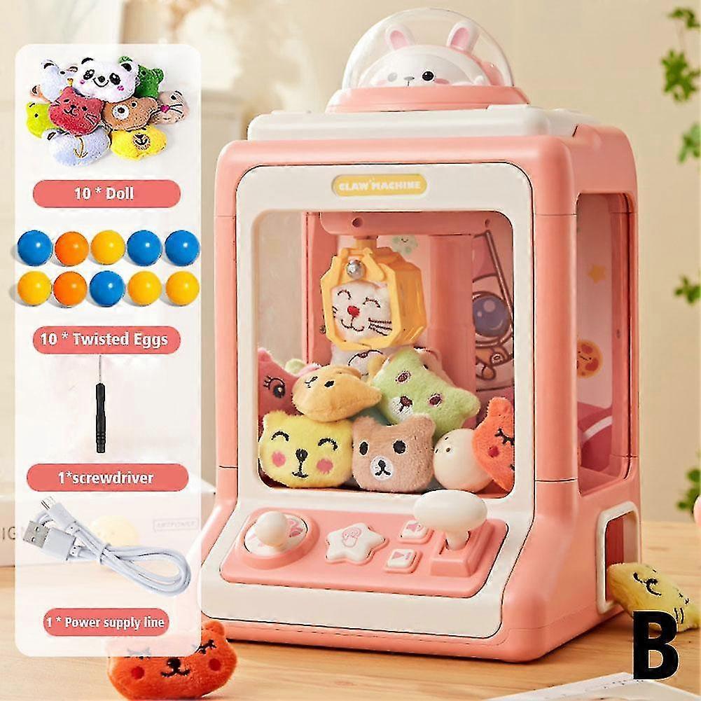 Asiv Automatic Catching Doll Machine Toy For Kids Mini Cartoon Play Game Claw Crane Machines With Light Music Children Toy Gifts E7x8 B