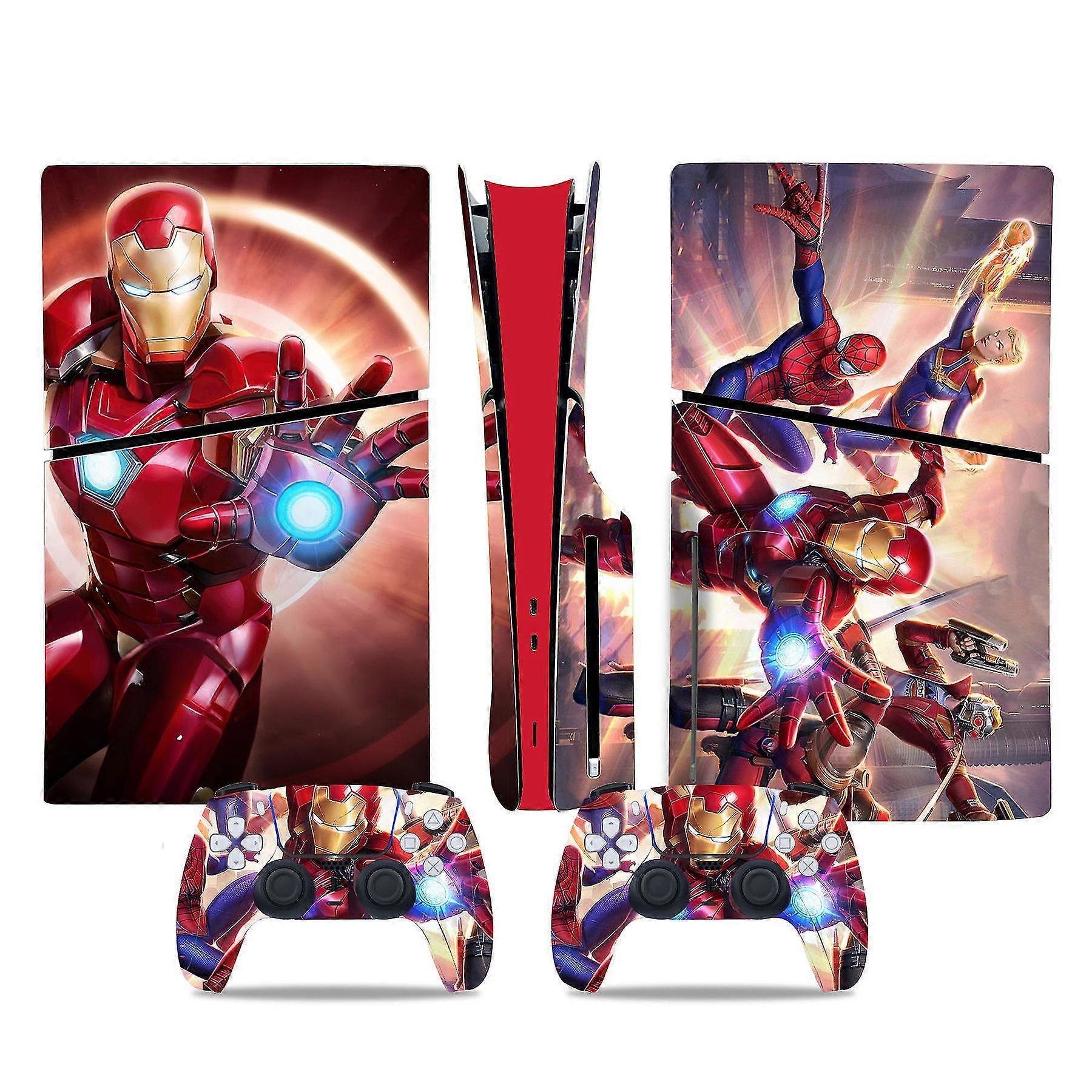 Unbrand Vinyl skin suitable for PS5 Slim Disk Edition, console and controller skin suitable,PS5 SILM Cool Sticker,PS5 SILM decoration - Iron Man WHByv