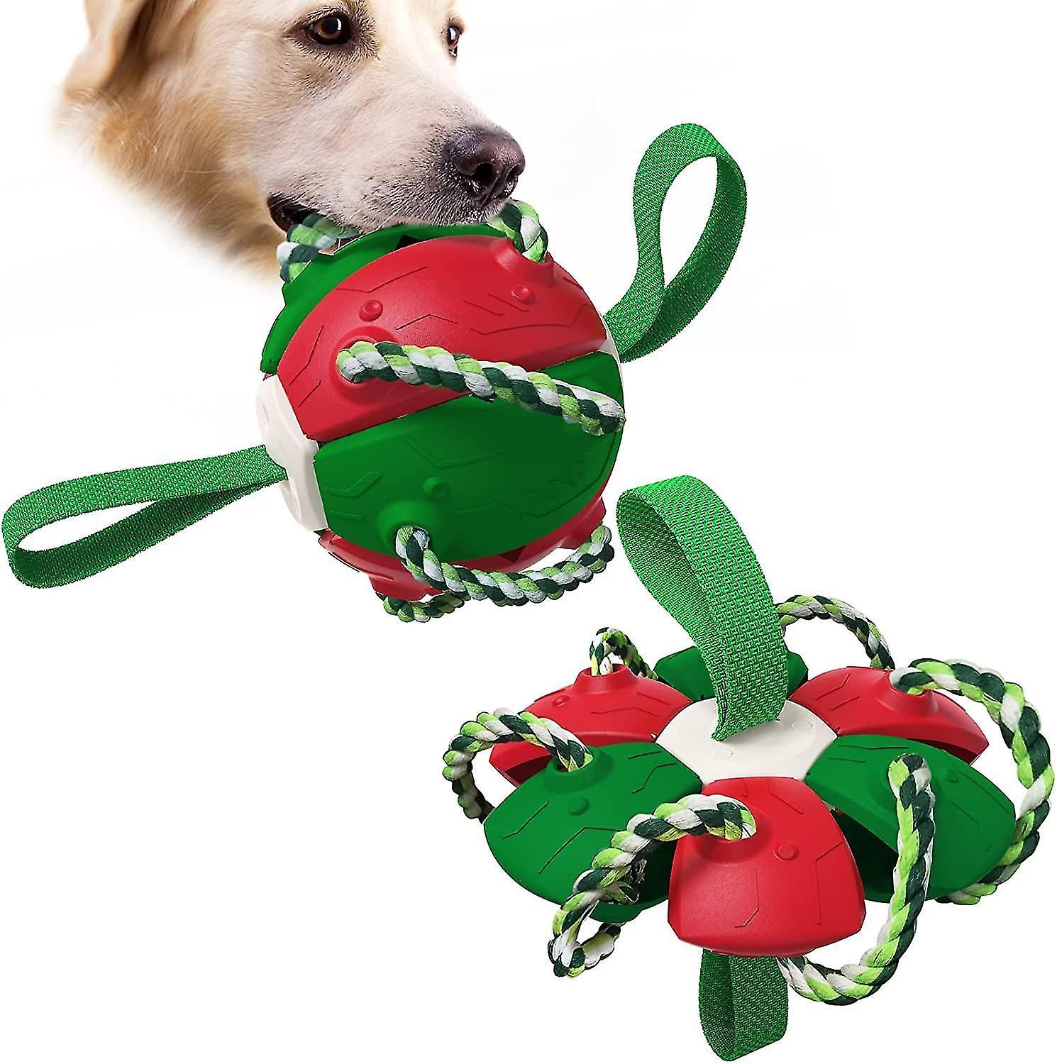 Tianzun Dog Ball With String Interactive Ball Toy, Pet Toy Flying Saucer Ball, Flying Saucer Ball Dog Toy Puppies Toy Red green