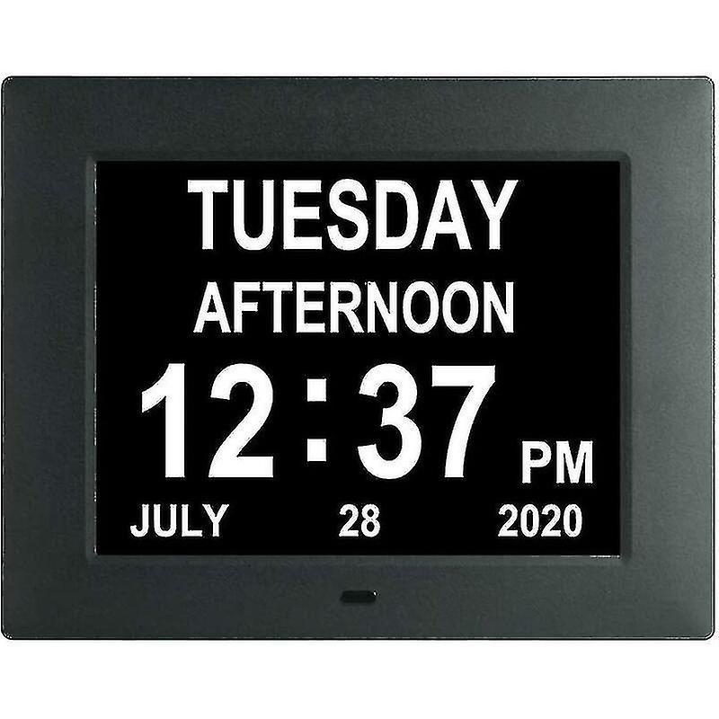 Tianzun Digital Dementia Clock Calendar Clock Day Date Clock Large Display Large Clear Unabbreviated Time And Date Black