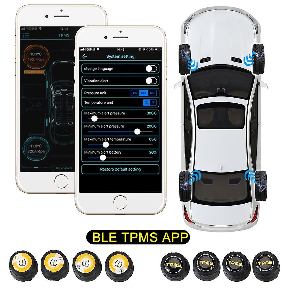 Tire Pressure Detector Android Ios Ble Tpms External Alarm Tire Pressure Sensors Car Tire Pressure Sensor Bluetooth 4.0 5.0