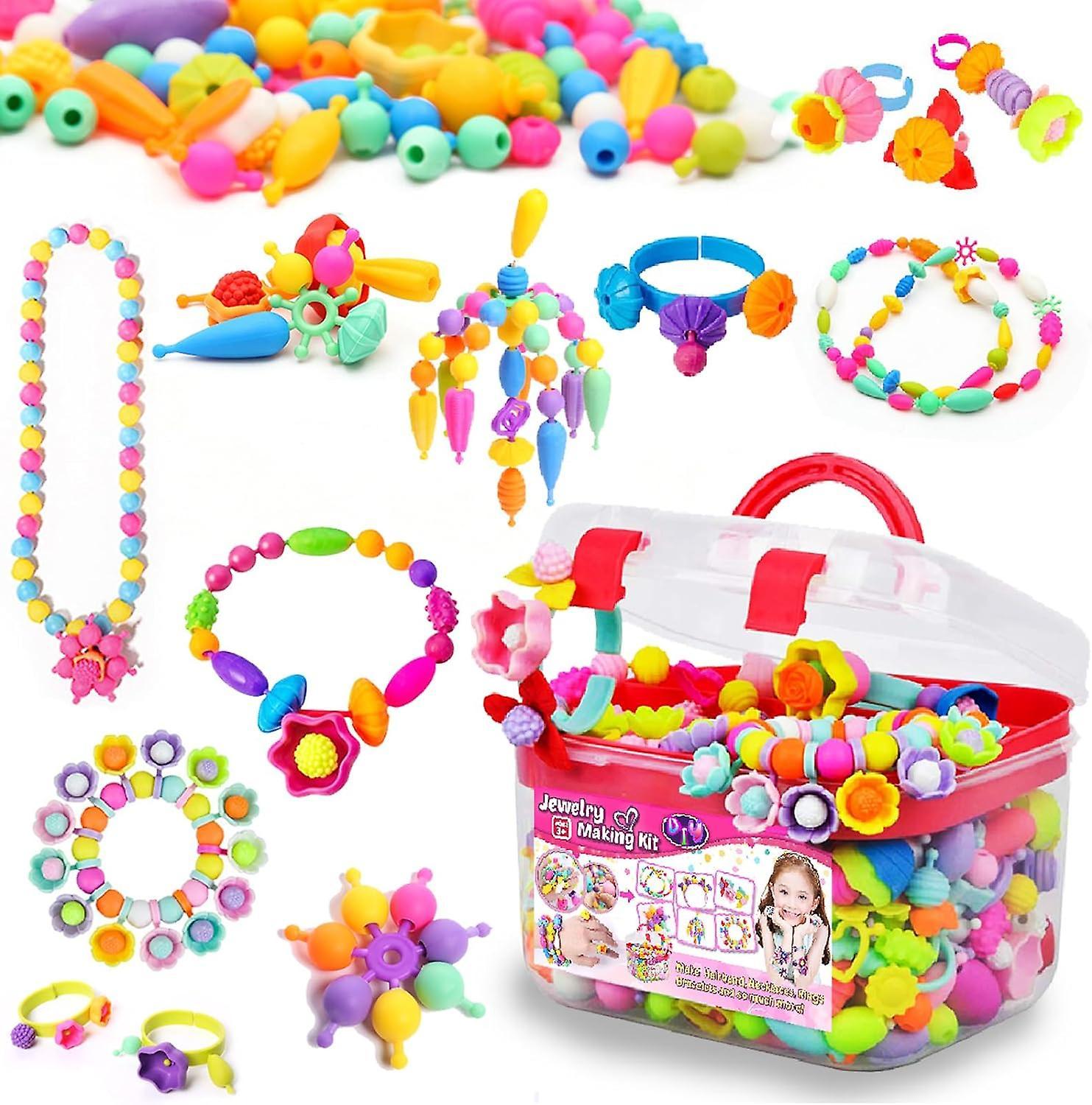 Wjiaer 500+ Snap Pop Beads for Kids Jewelry Making - Toys for Girls, Arts and Crafts Supplies, Bracelet Making Crafts for Kids, Gifts for Girls Age 3+