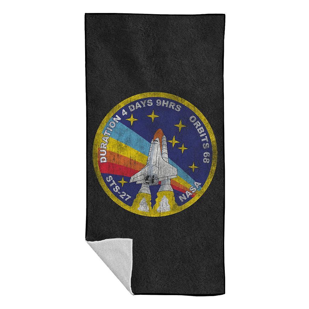 NASA STS 27 Atlantis Mission Badge Distressed Beach Towel Black 70 x 140cm