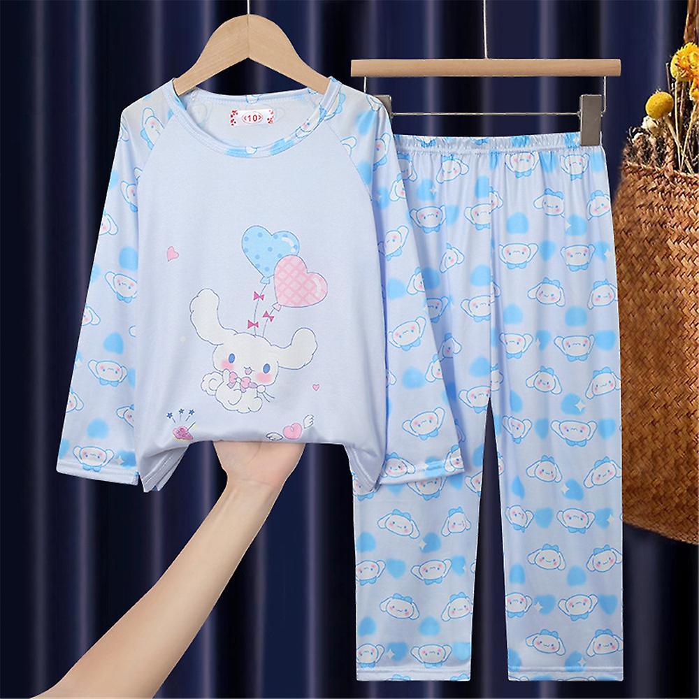 Waytogo Kids Girls Sanrio Kawaii Cartoon Character Pajamas Pjs Nightwear Set Long Sleeve Tops Pants Sleepwear Loungewear Cinnamoroll 7-9 Years