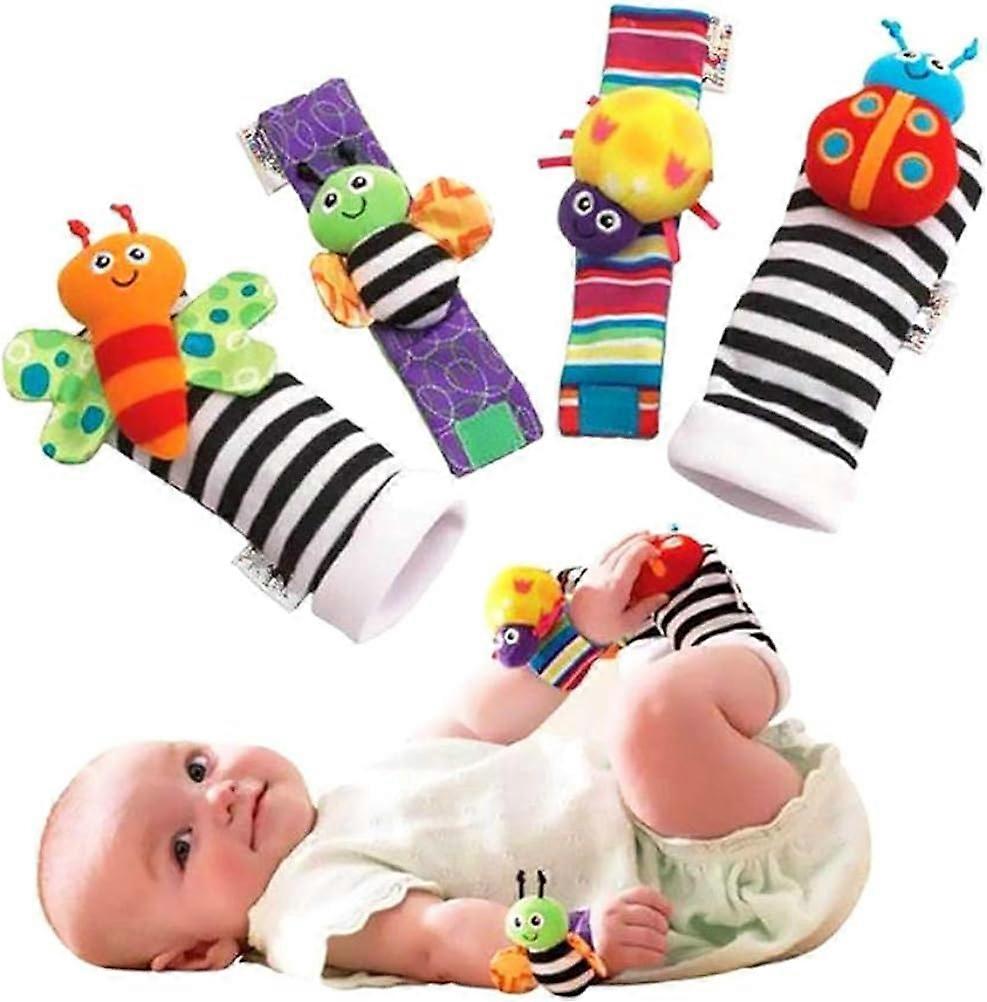 Sock Baby Rattle Socks Toy Rattle Socks Cute Animal Plush Toys Animal Wrist and Foot Rattle Set Developmental Toys