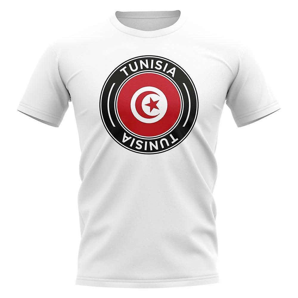 UKSoccerShop Tunisia Football Badge T-Shirt (White) Womens M (Size 12 - 34 inch Chest)