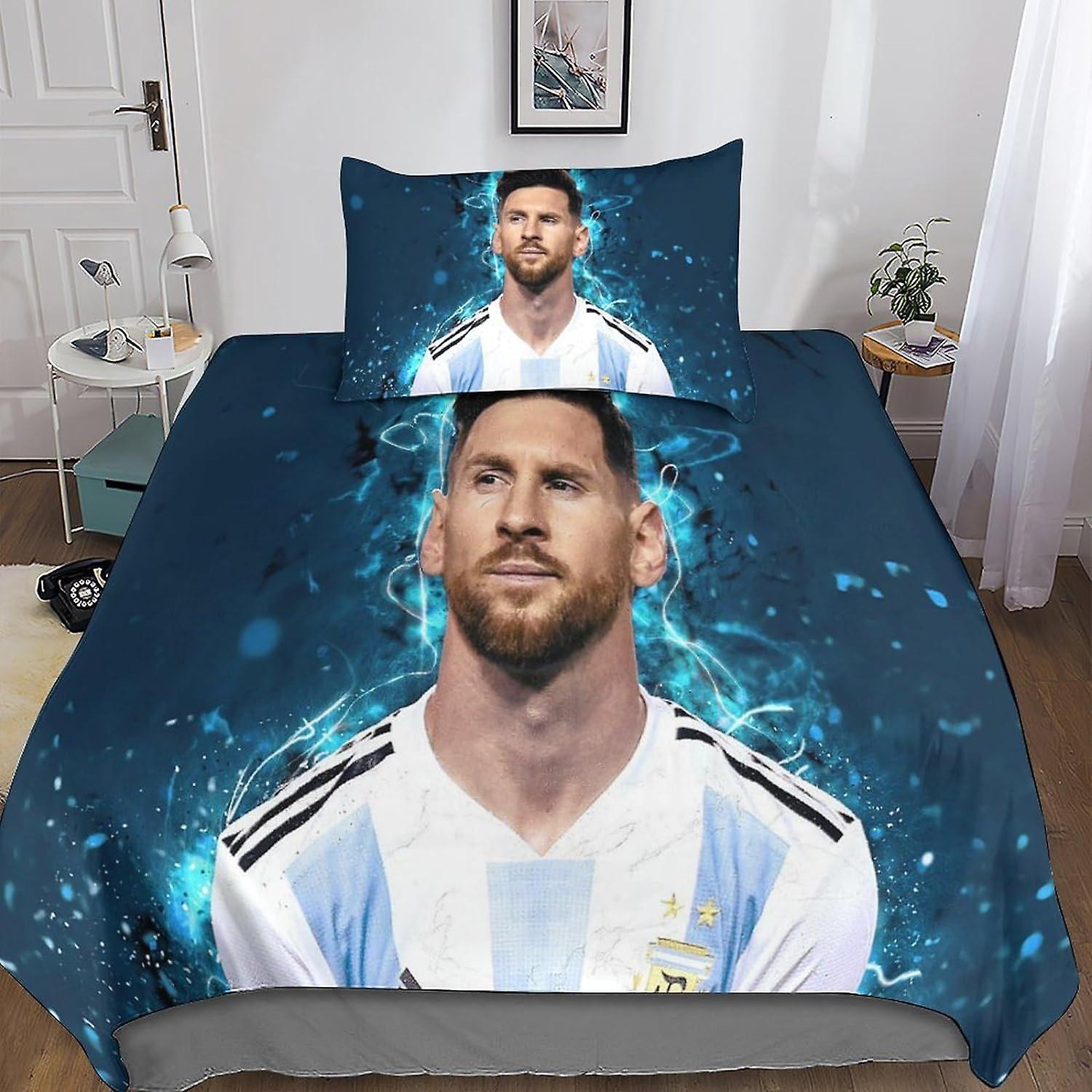 Kerota 2 Pieces Messi Duvet Cover Set 3D Bedding Quilt Lionel Duvet Cover, Ultra Soft Microfiber with Zipper Closure Pillowcases Single Single135x2...