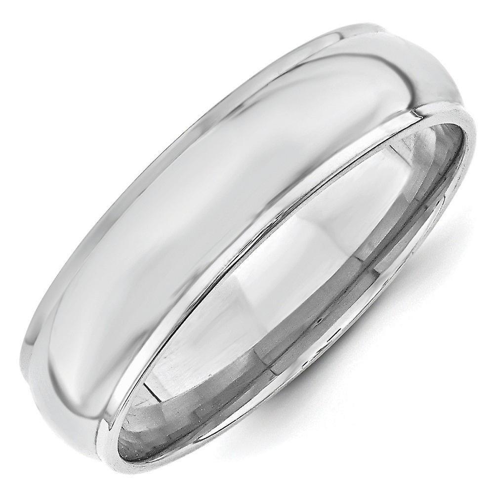 JewelryWeb 14k White Gold Solid Polished Engravable 6mm Half Round With Edge Band Ring Jewelry for Women - Ring Size: 4 to 14 6.5