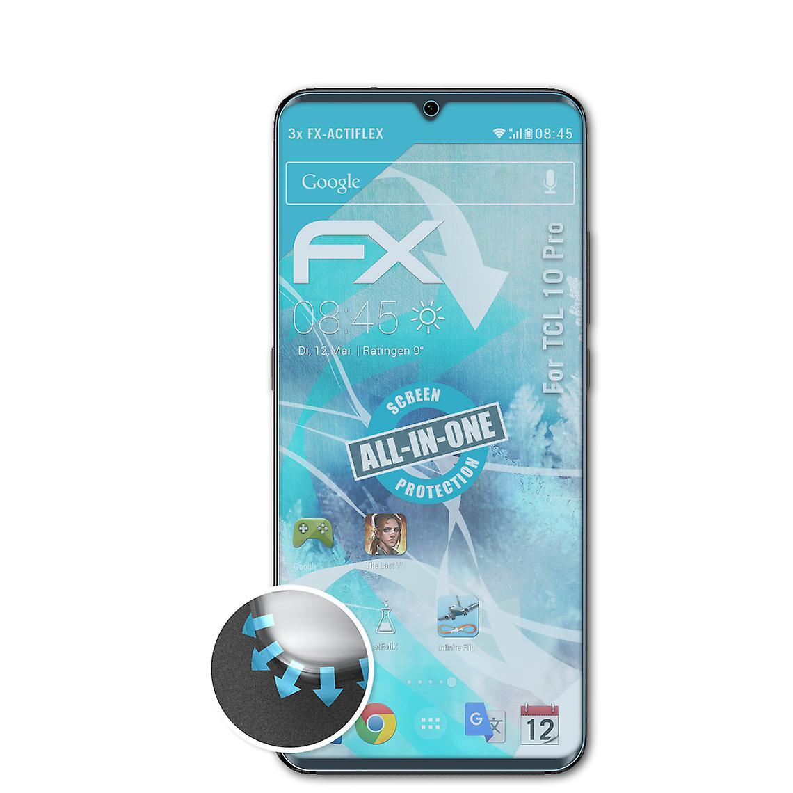 atFoliX 3x protective film compatible with TCL 10 Pro film clear &flexible 04 FX-ACTIFLEX