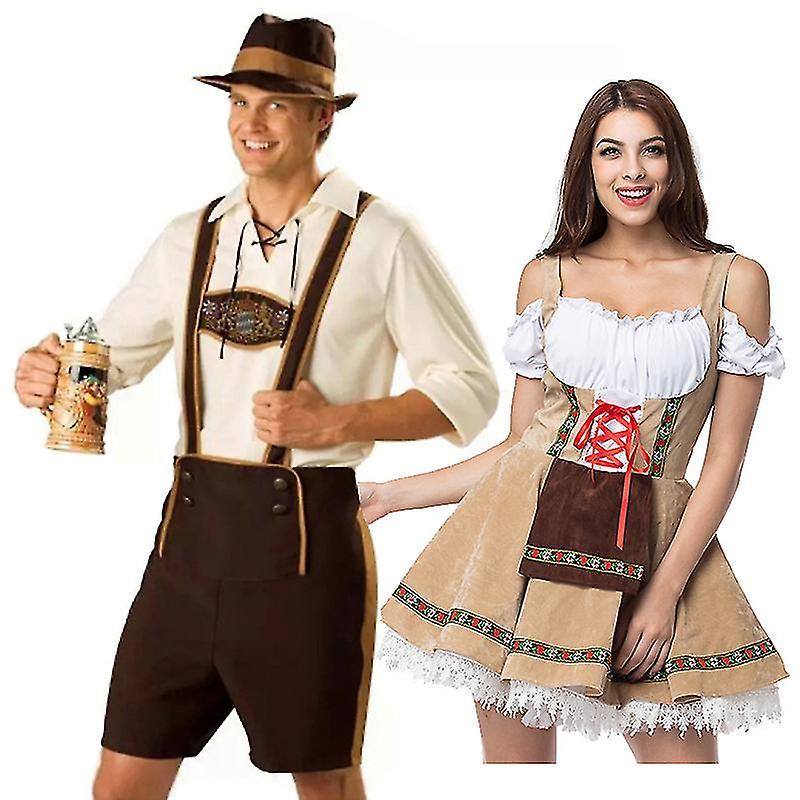 Bean Traditional Couples Oktoberfest Costume Parade Tavern Bartender Waitress Outfit Cosplay Carnival Halloween Fancy Party Dress_ai Man L