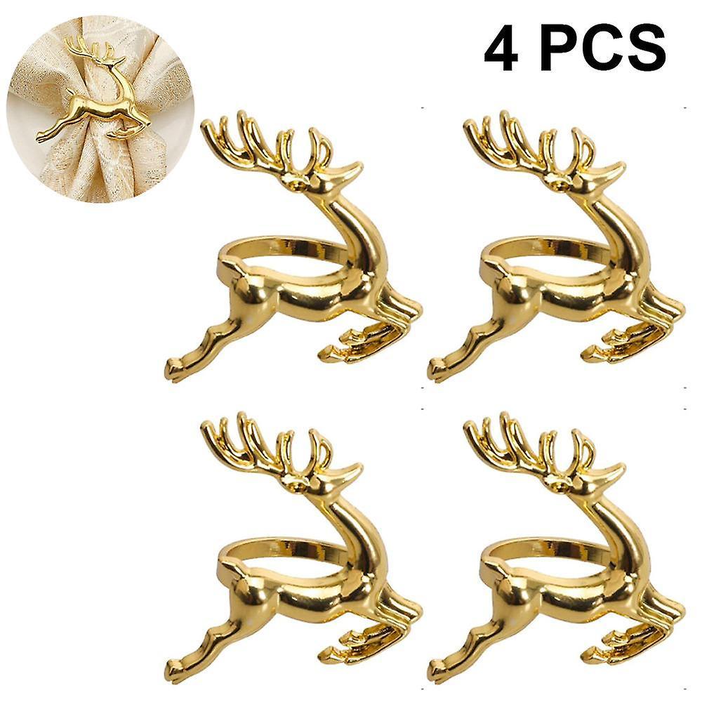 unbrand Gold Napkin Rings, 4Pcs Gold Elk Chic Napkin Rings For Place Settings, Wedding Receptions, Christmas