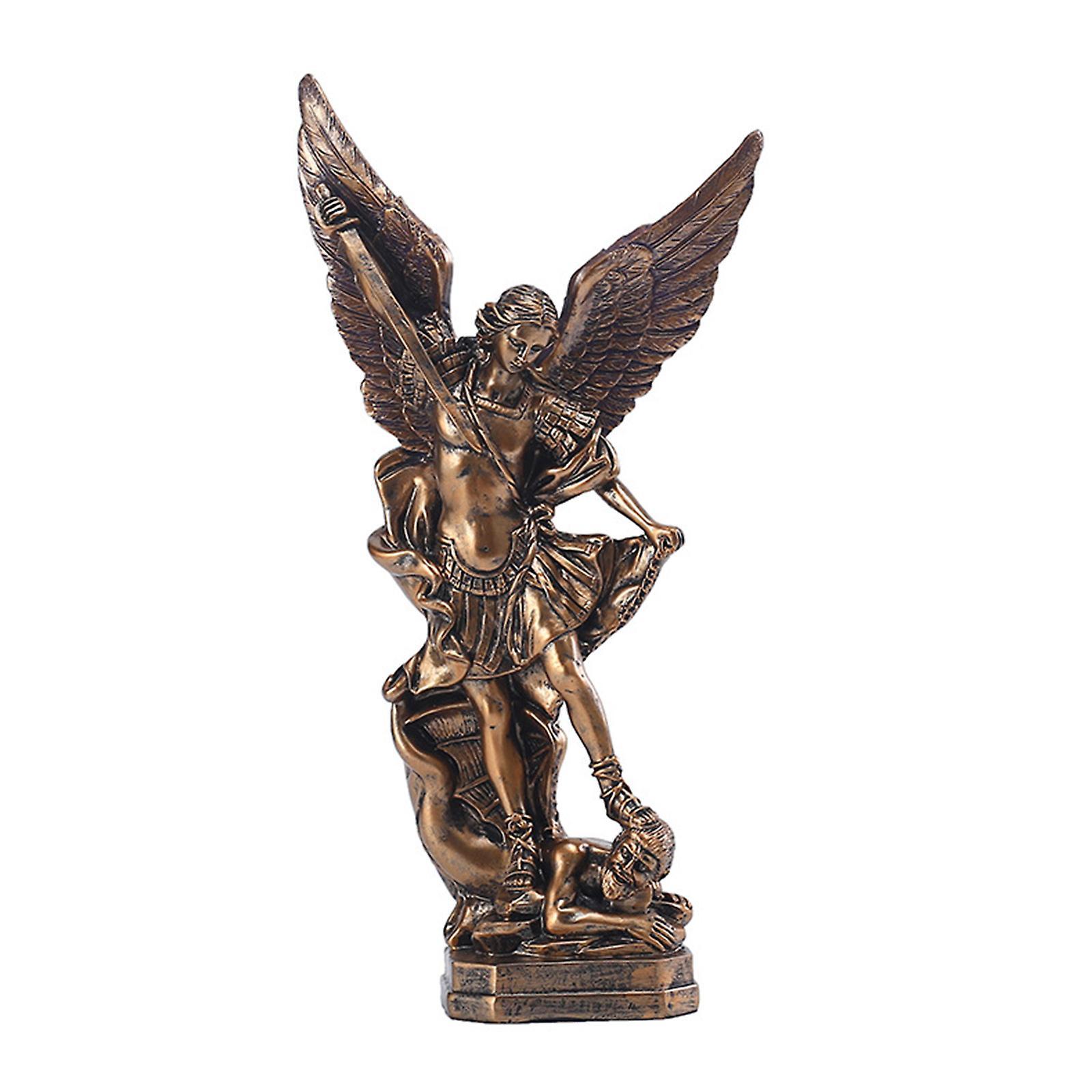 unbrand 12 Inch Archangel Michael Slaying Demon Statue Collectible Angel Figurine Defeating Lucifer Religious Sculpture