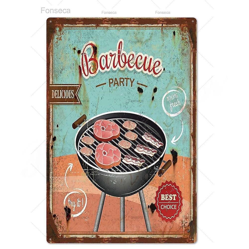 Slowmoose Vintage Dad's Bbq Metal Tin Sign - Plaque Metal Wall Decor For Barbecue, Bar, PT9S18 20x30cm