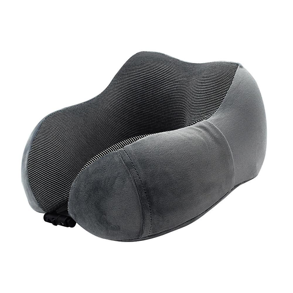 GreenZech U shaped memory foam neck soft travel pillow solid relieve pressure Grey