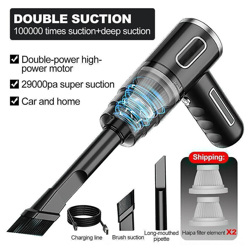 Hgxs 29000pa Powerful Car Vacuum Cleaner Wet/Dry Cordless Strong Suction Handheld EOY XMN 29000PA-Black