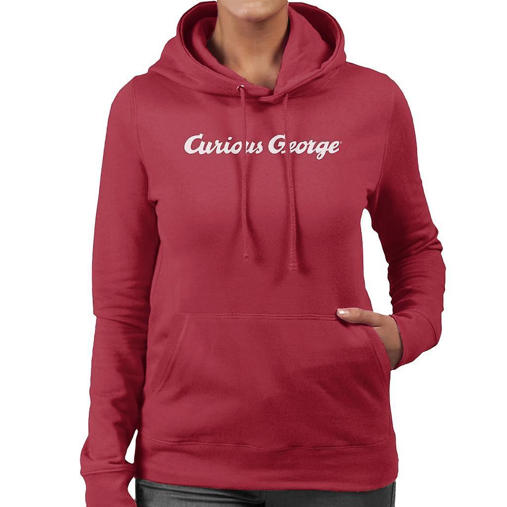 Curious George Line Logo Women's Hooded Sweatshirt Cherry Red Medium