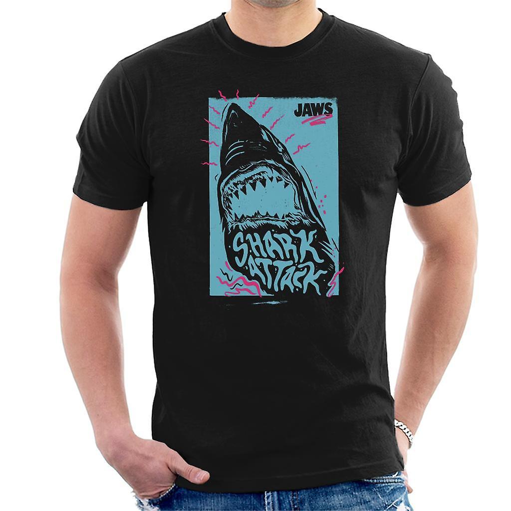 Jaws Shark Attack Wave Men's T-Shirt Black Medium