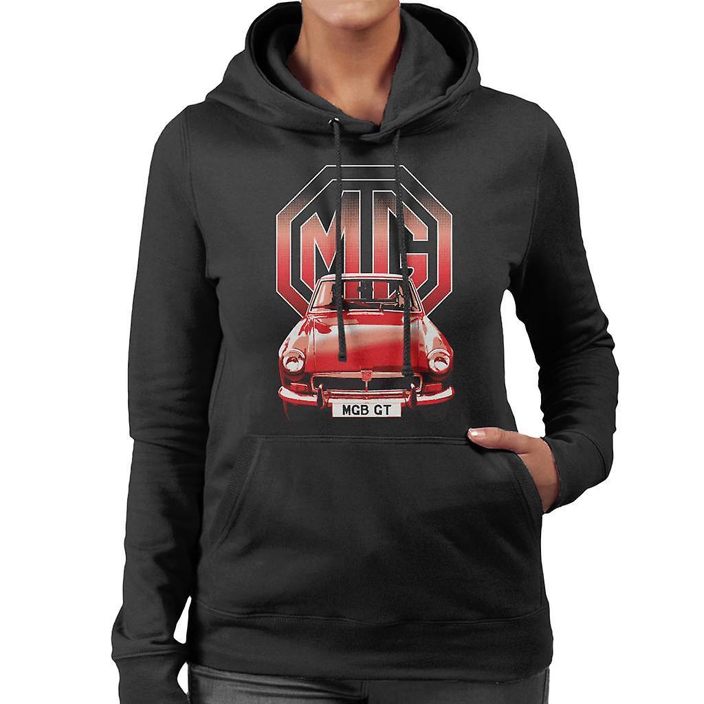 MG B GT Red British Motor Heritage Women's Hooded Sweatshirt Black Medium