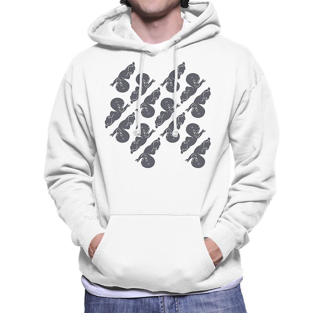 Casper The Friendly Ghost Flying Pattern Men's Hooded Sweatshirt White Medium