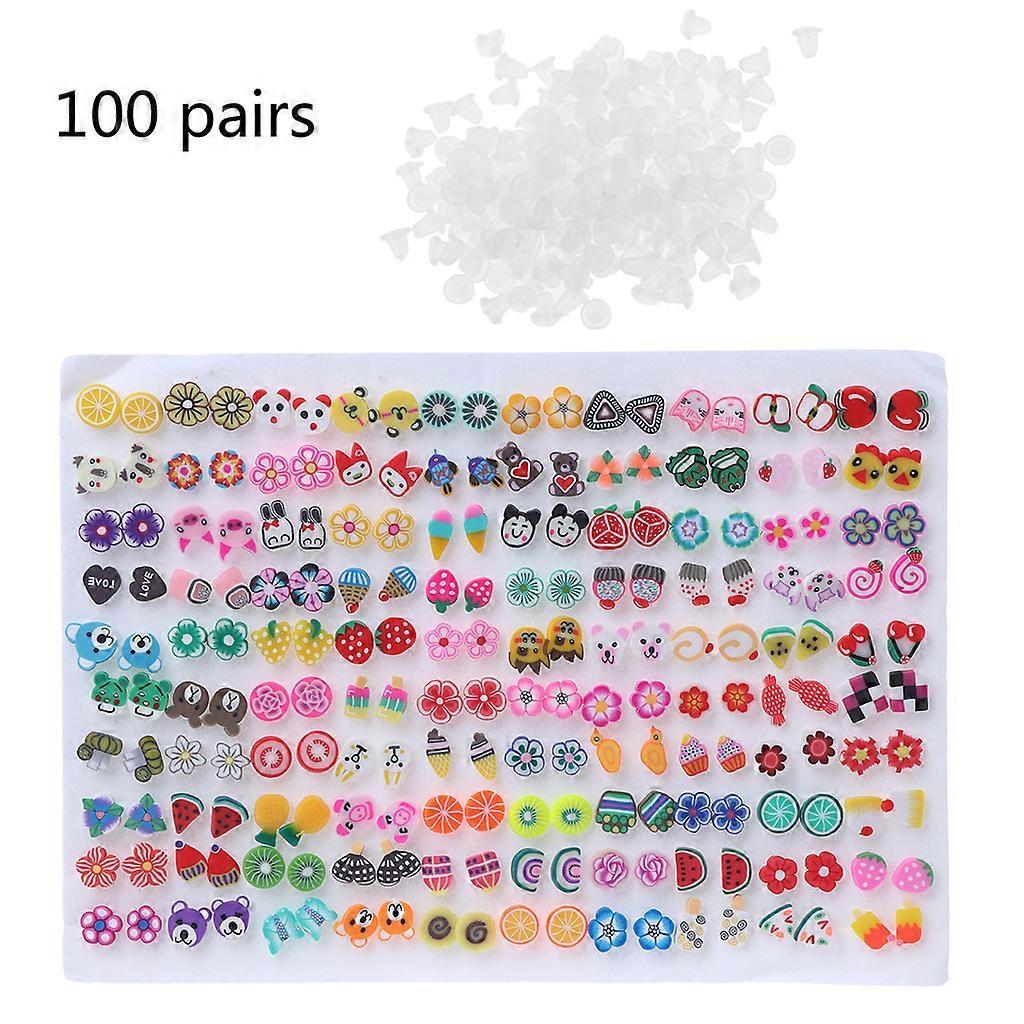 Unbrand Stud Earrings Set Hypoallergenic Cute Earrings & Acrylic 100 Pairs C