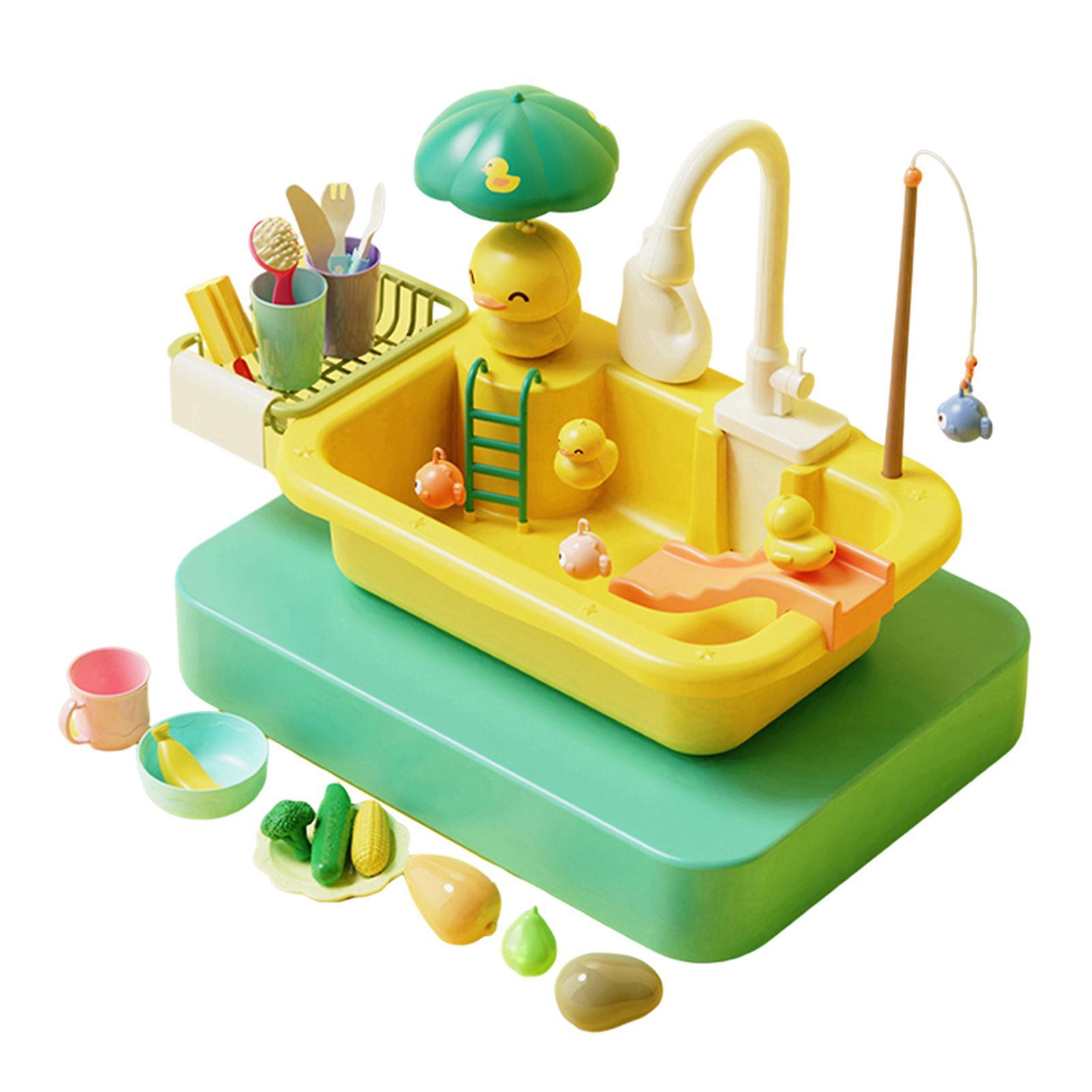 ohfruit girl toy set kitchen cartoon girl dishwasher electric toy automatic water washing table sink Duck