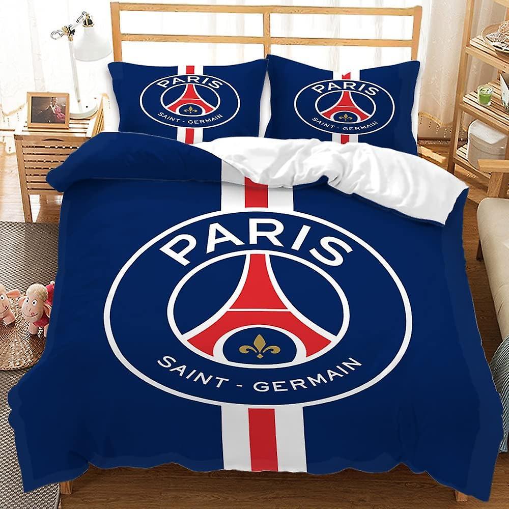 Kerota Paris Football Team Logo Duvet Cover, 100% Microfiber, 3D Digital Printed Bedding Set, 2 Pieces Double200x200cm