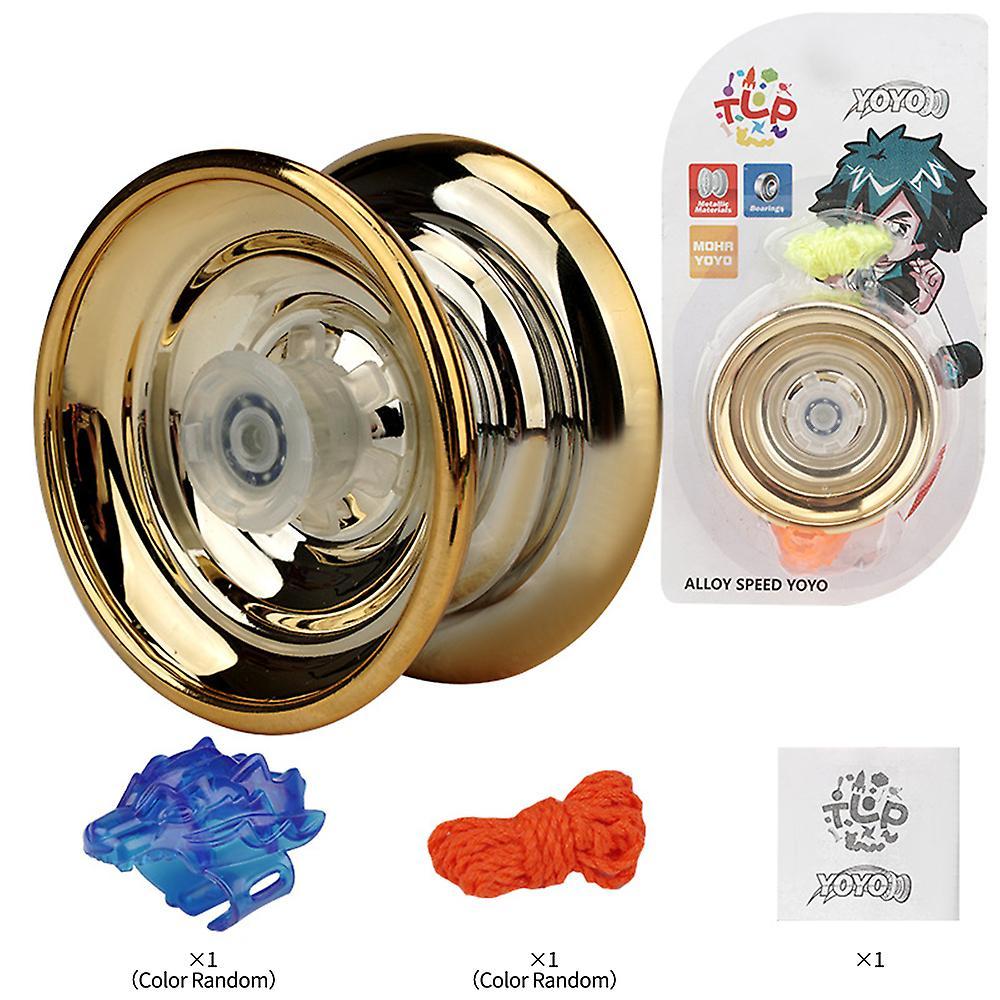 Varychmoo Professional Unresponsive Yoyo Ball Metal Yo Yo Magic For Kids Beginner With 1 String Pack + 1 Dragon Finger Gloves For Beginner Gold