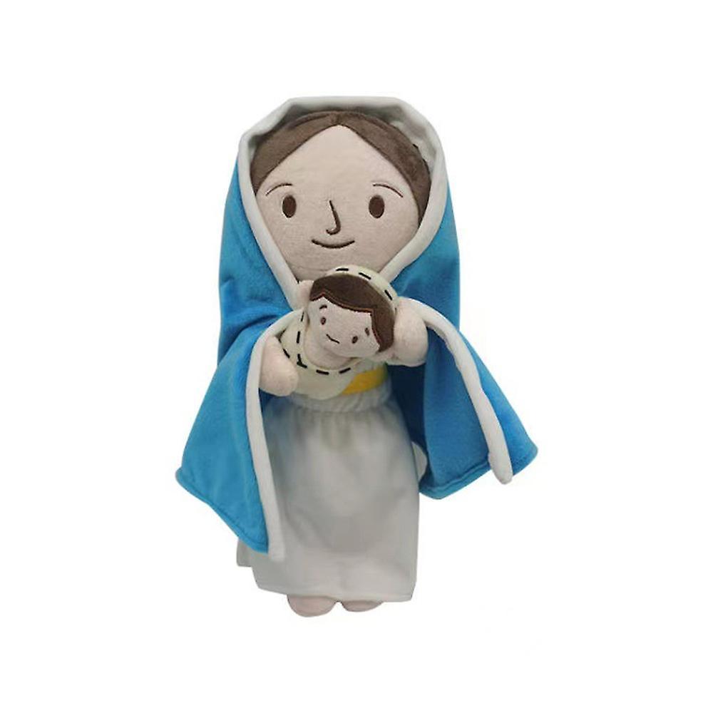 Bestdaily 2023 Virgin Mary Jesus Christ Plush Toy Religious Plushie Soft Stuffed Doll Figure Christian Gifts F