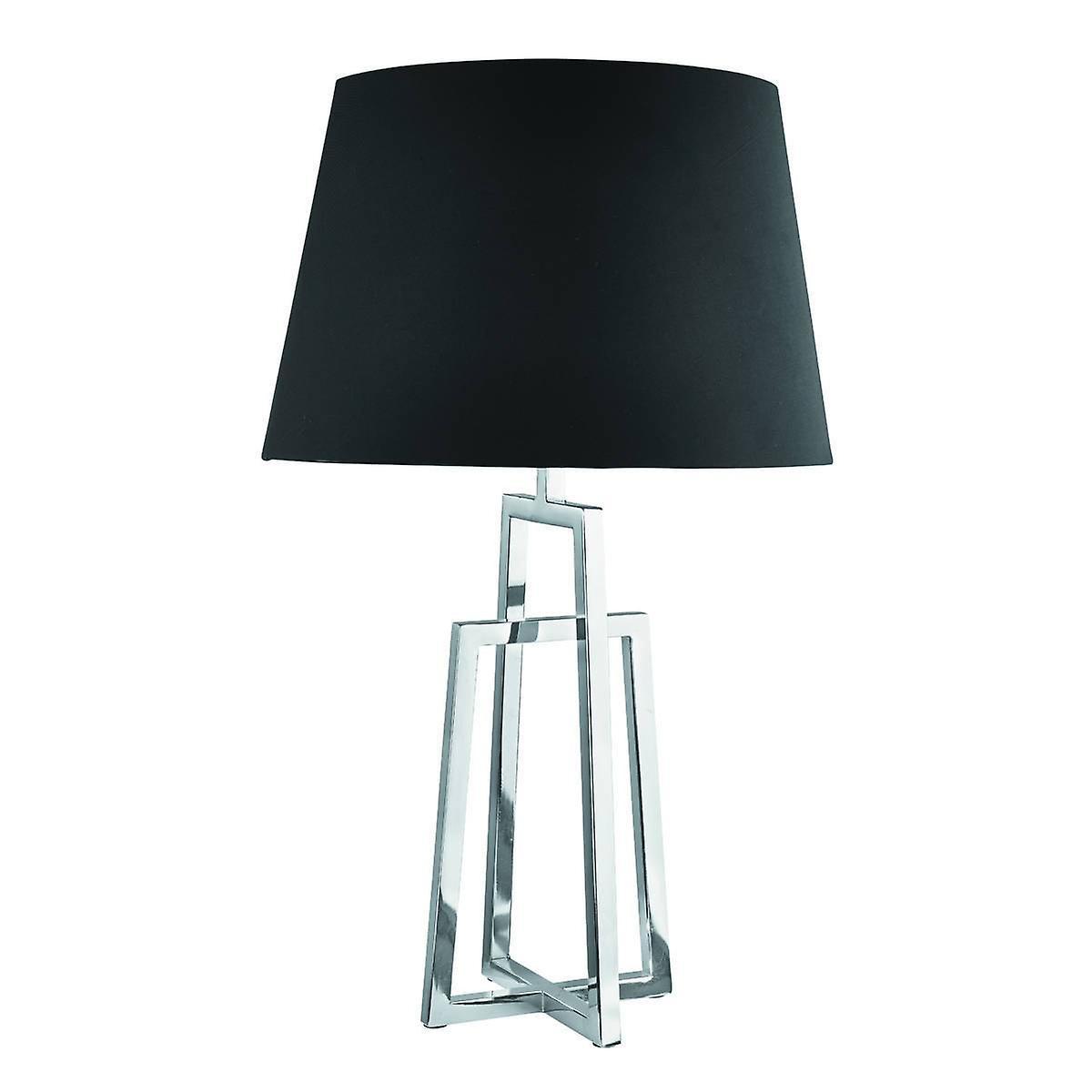 Searchlight Lighting York 1 Light Table Lamp Chrome with Black Fabric Shade, E27