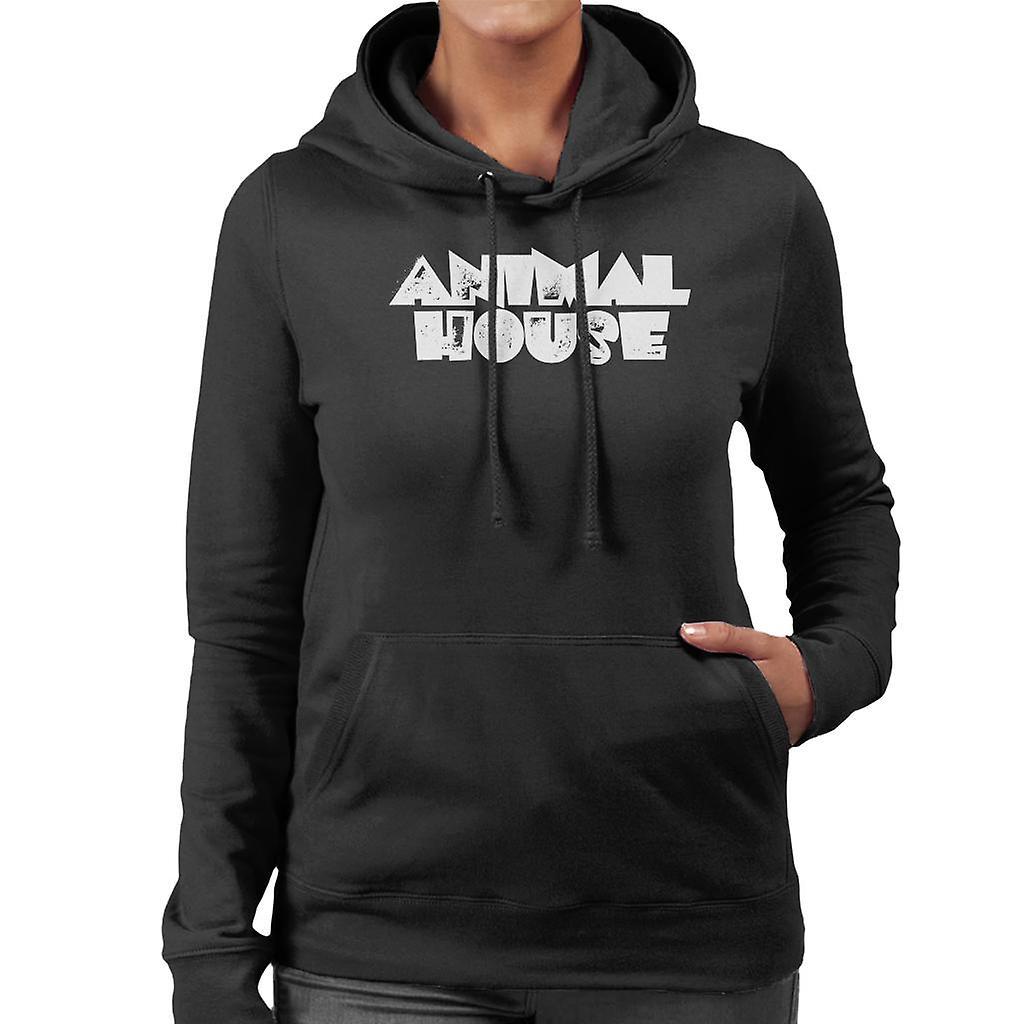 Animal House White Logo Women's Hooded Sweatshirt Black Small