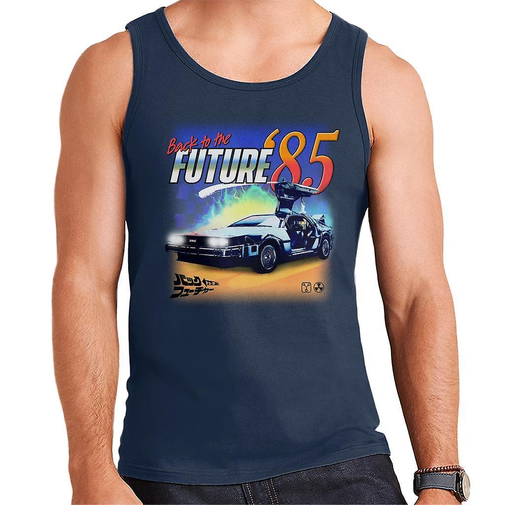 Back to the Future Delorean 85 Electric Charge Men's Vest Navy Blue Small