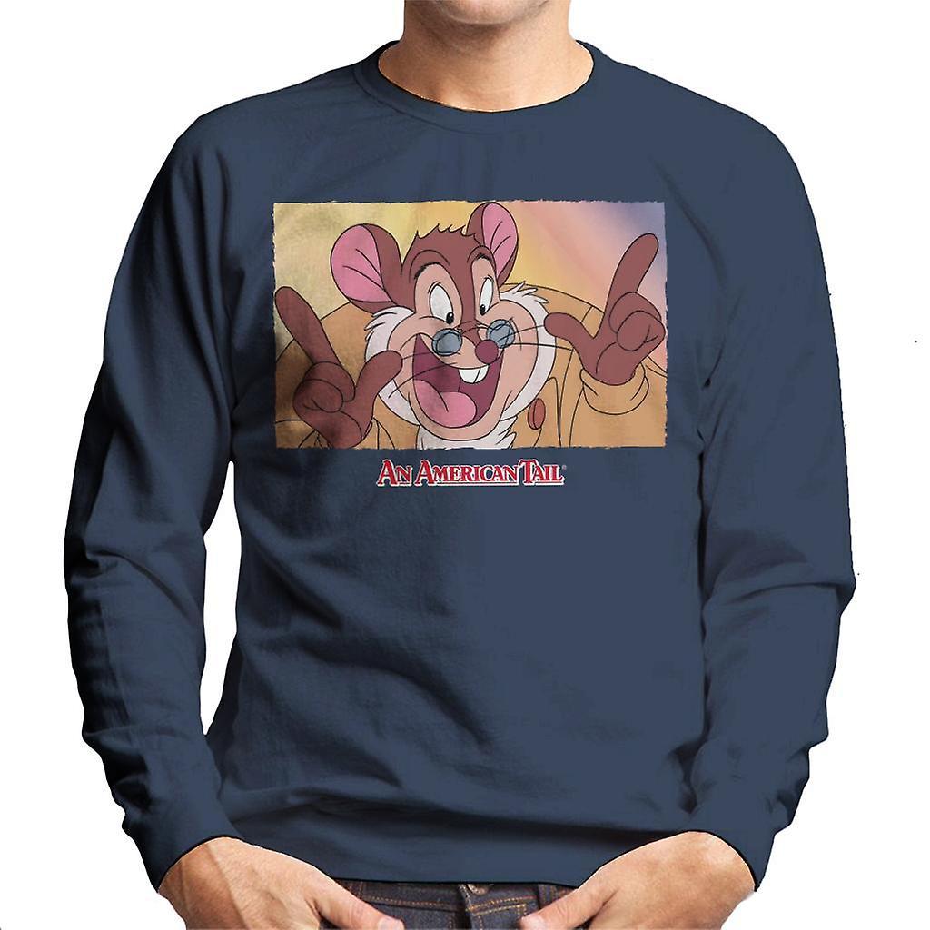 An American Tail Papa Mousekewitz Face Men's Sweatshirt Navy Blue XX-Large