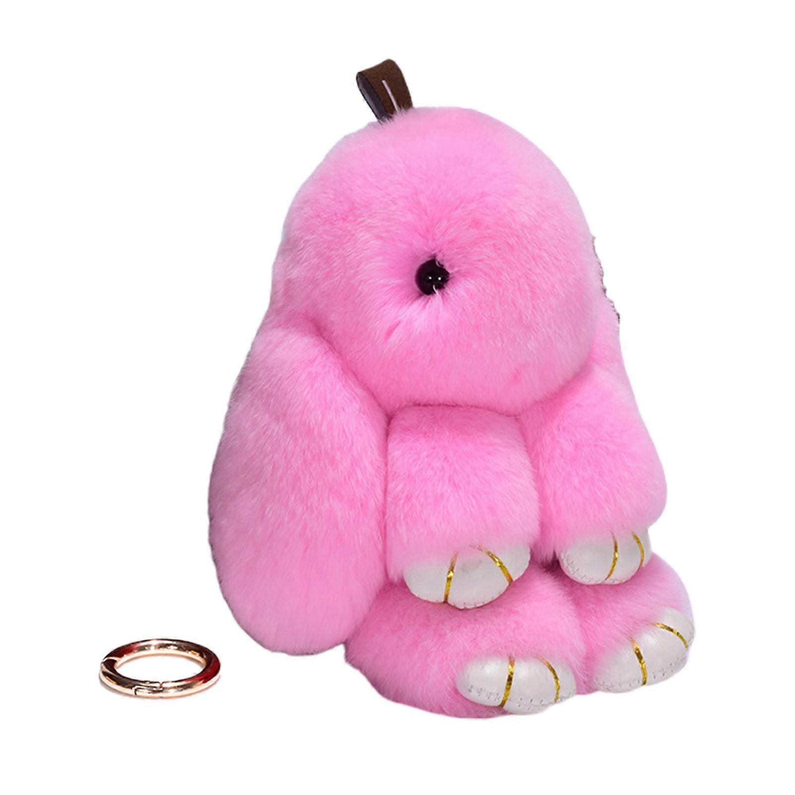 Yamaler Bunny Keychain Super Soft Faux Plush Lovely Rabbit Doll Plushies Backpack Decor Colored Stuffed Rabbit Pendant Children Doll Toy Birthday G...