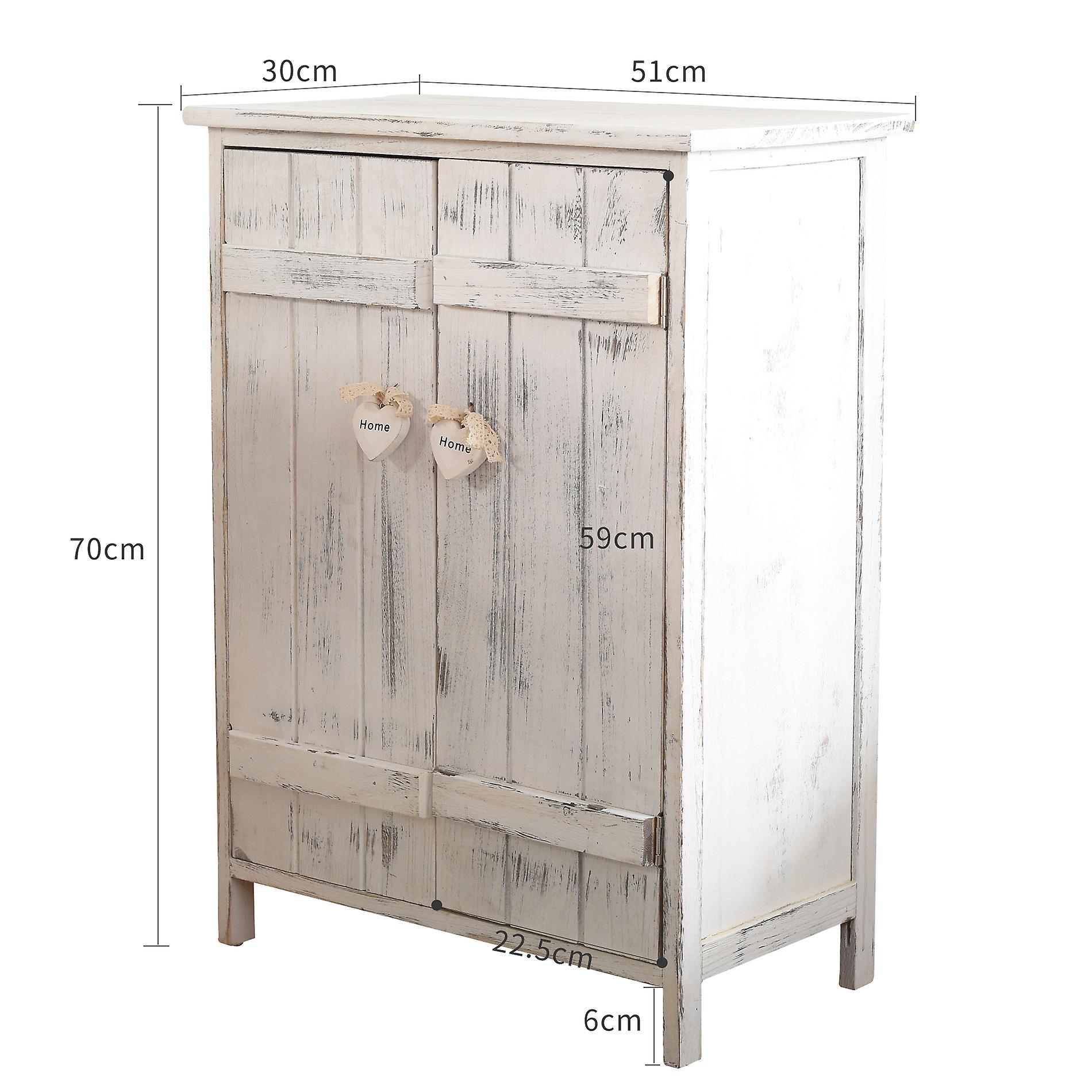 Mobili Rebecca Rebecca Furniture Comodino Double Anta White Wood Shabby Chic 70x51x30