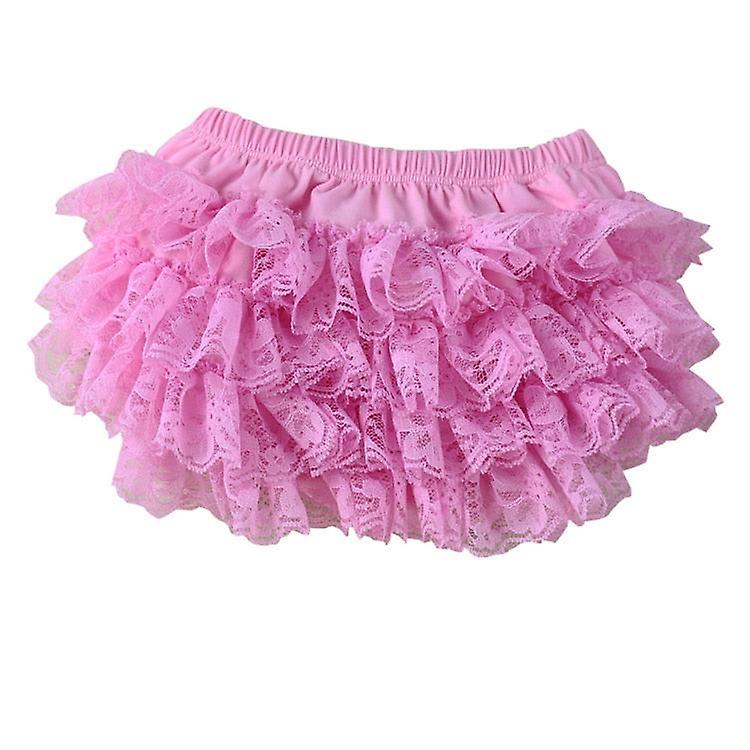 Slowmoose Little Ruffles Shorts - Lace Bloomers Cotton Diaper Covers Pink Large 12-24Months