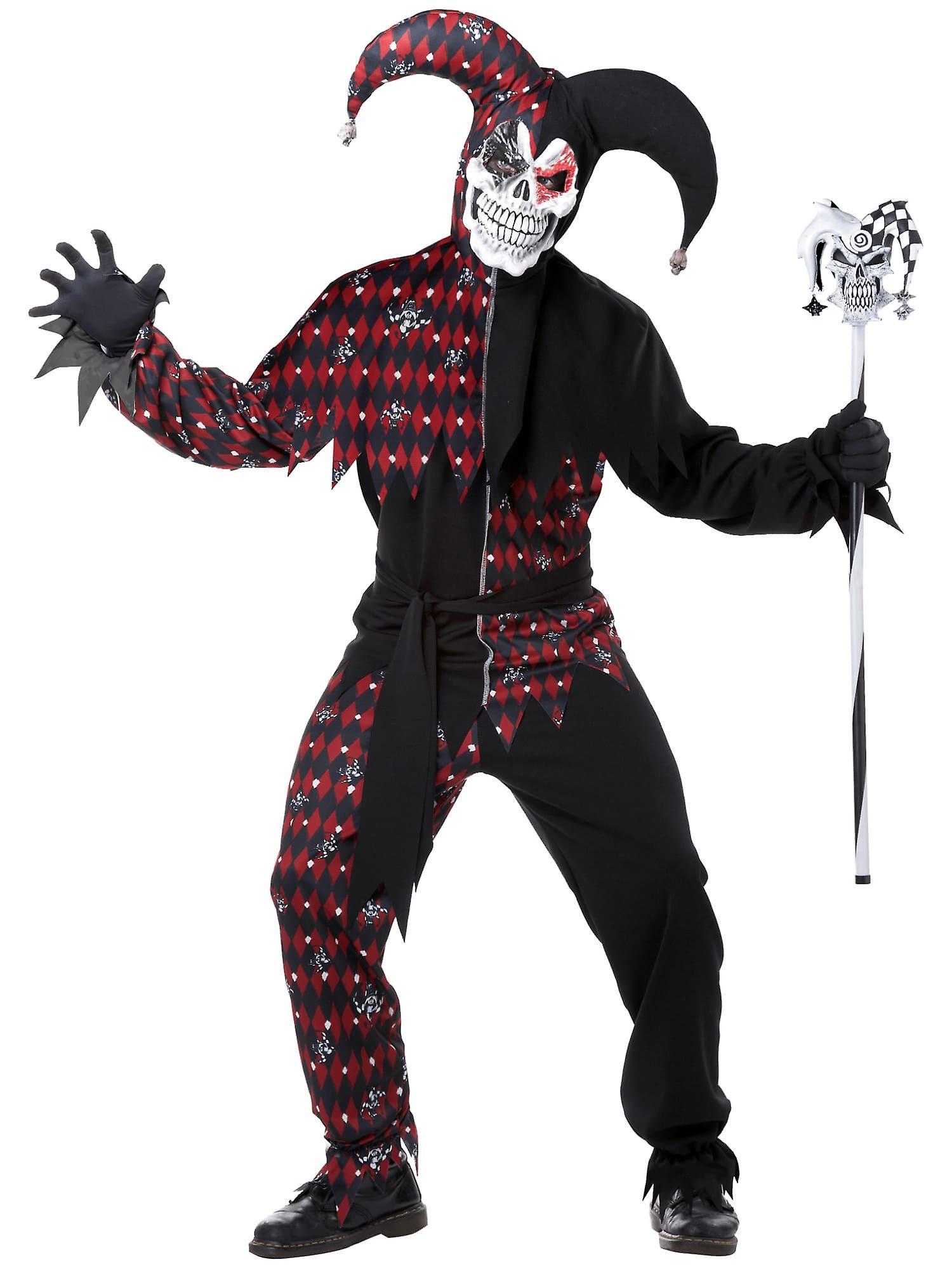 California Costume Collections Sinister Jester Red Black Evil Psycho Horror Clown Halloween Adult Mens Costume Small (38-40)