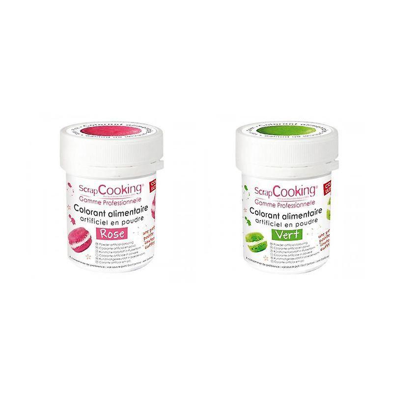 ScrapCooking 2 powdered food colorings - pink-green