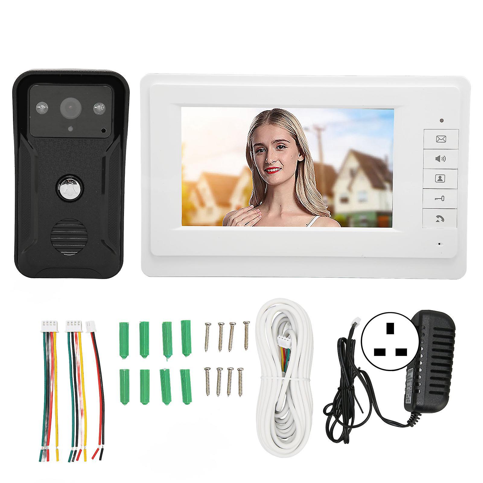 Video Door Phone Video Doorbell Intercom System - 7in LCD Screen, Night Vision, Hands-Free,