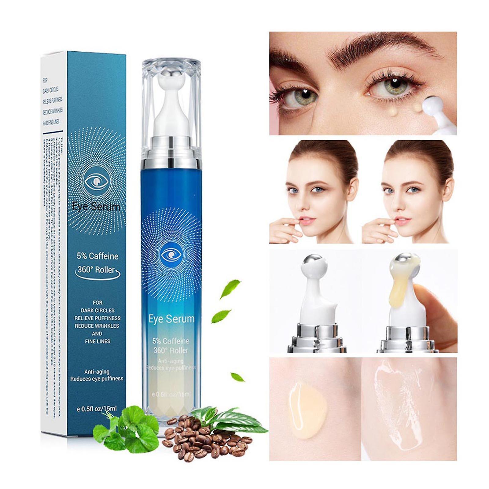 Hongyexin Caffeine Eye Serum And Under Eye Roller Cream For Dark Circles And Puffiness Massage Ball Reduce Wrinkles And Fine Lines Bags Under Eyes