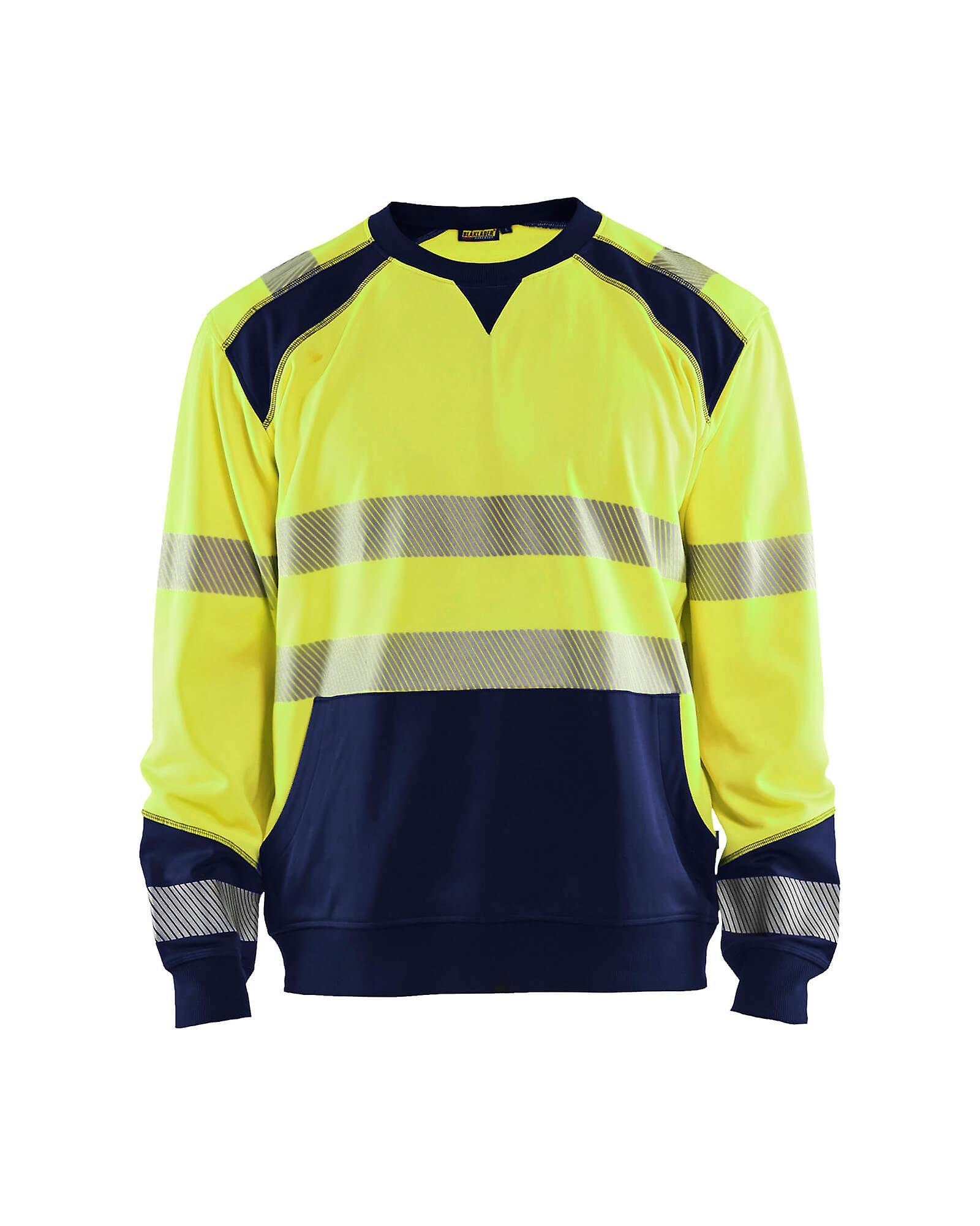 Blaklader 3541 hi-vis work sweatshirt - mens (35412528) Yellow/navy blue M