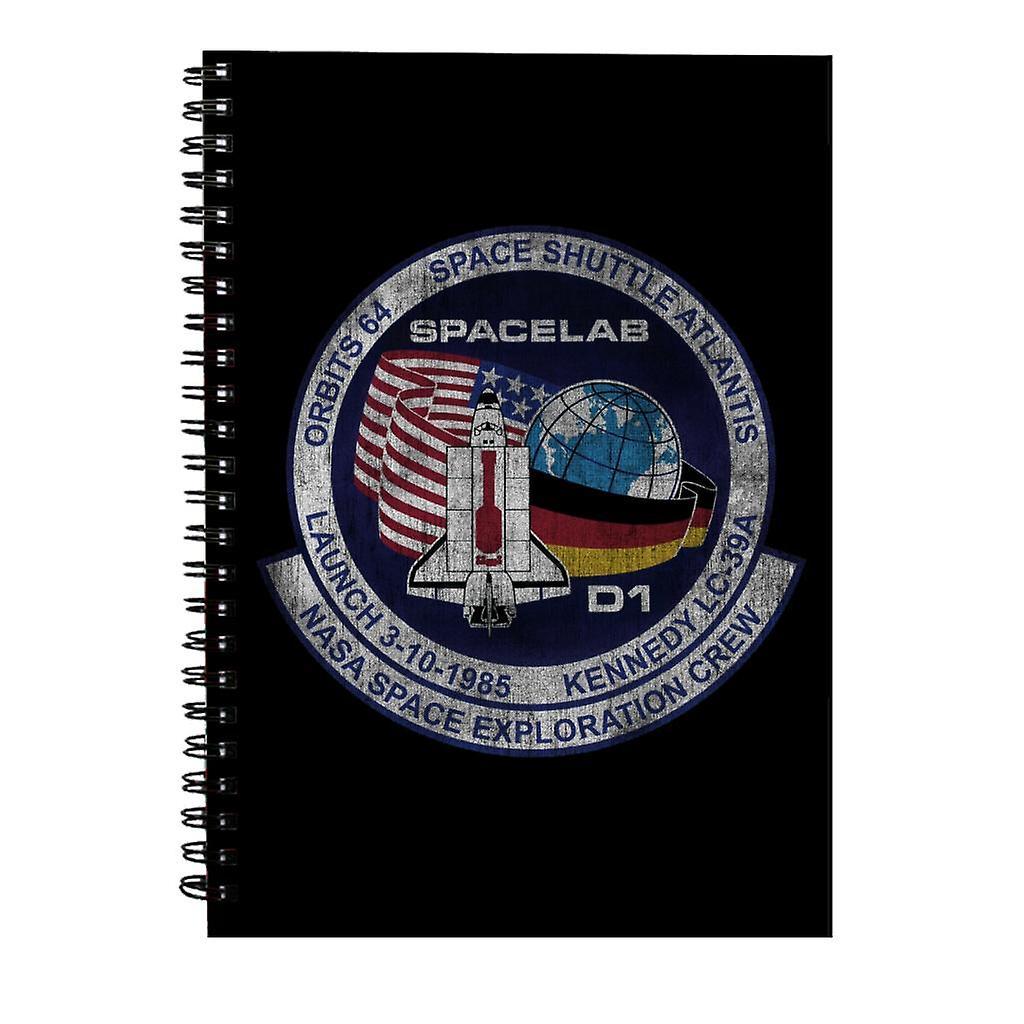 NASA STS 61 A Challenger Mission Badge Distressed Spiral Notebook Black 15 x 21 cm