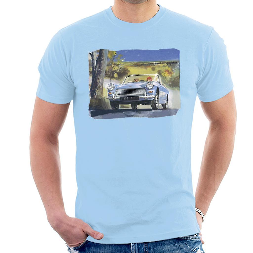 Austin Healey Countryside Background British Motor Heritage Men's T-Shirt Sky Blue Medium