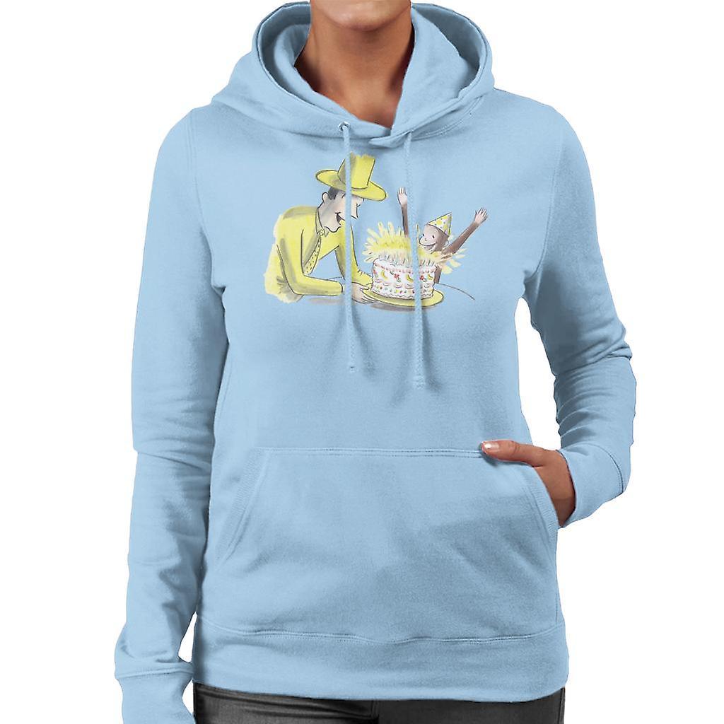 Curious George Birthday Cake Women's Hooded Sweatshirt Sky Blue X-Large