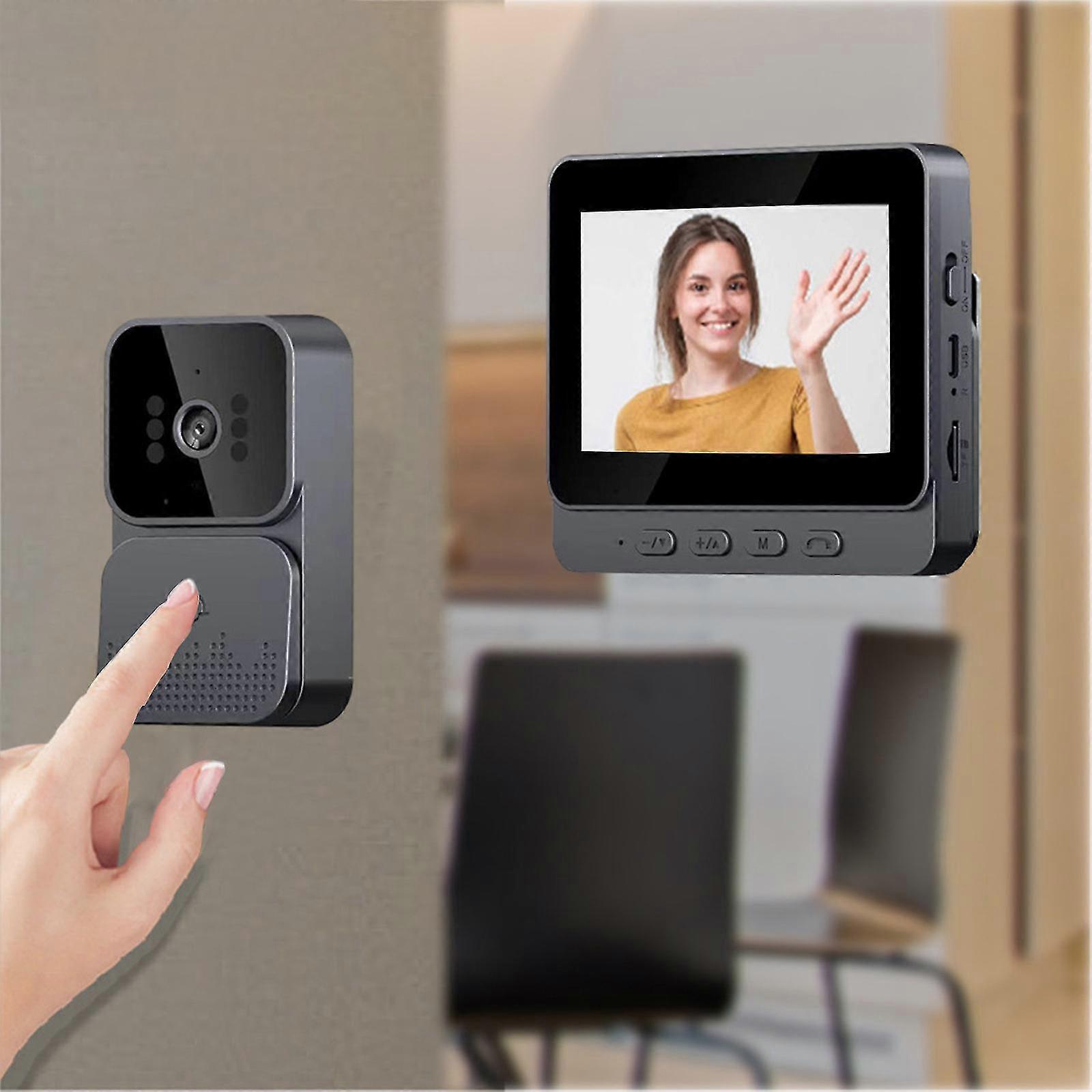 Wxky Security Camera Intelligent Visual Doorbell, Wireless Visual Doorbell, 4.3 Inch Display Screen, Home Intelligent Two-way Intercom, Video Monit...