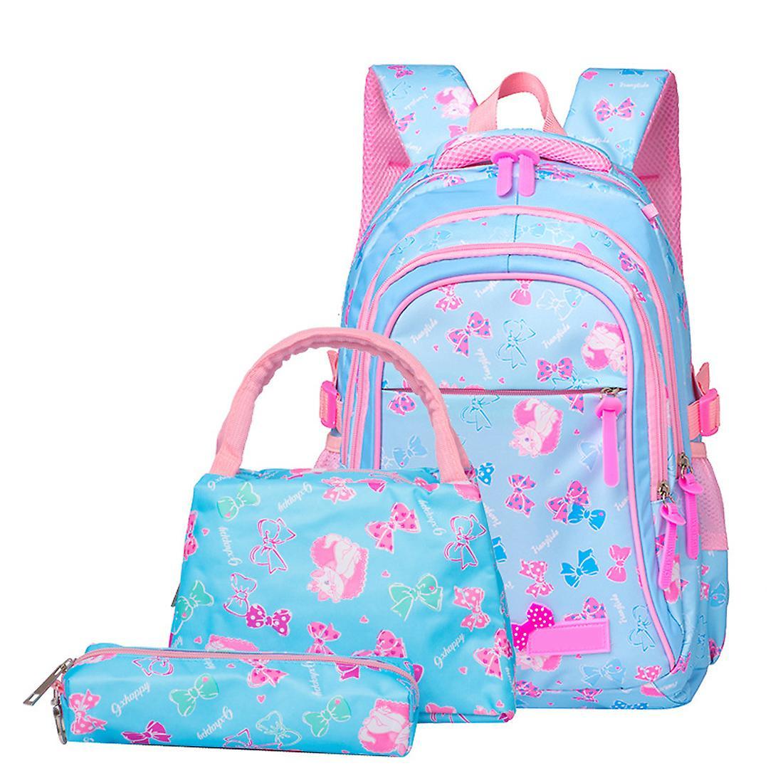 Keluosi 3 Pcs Teen Girl School Backpacks Blue