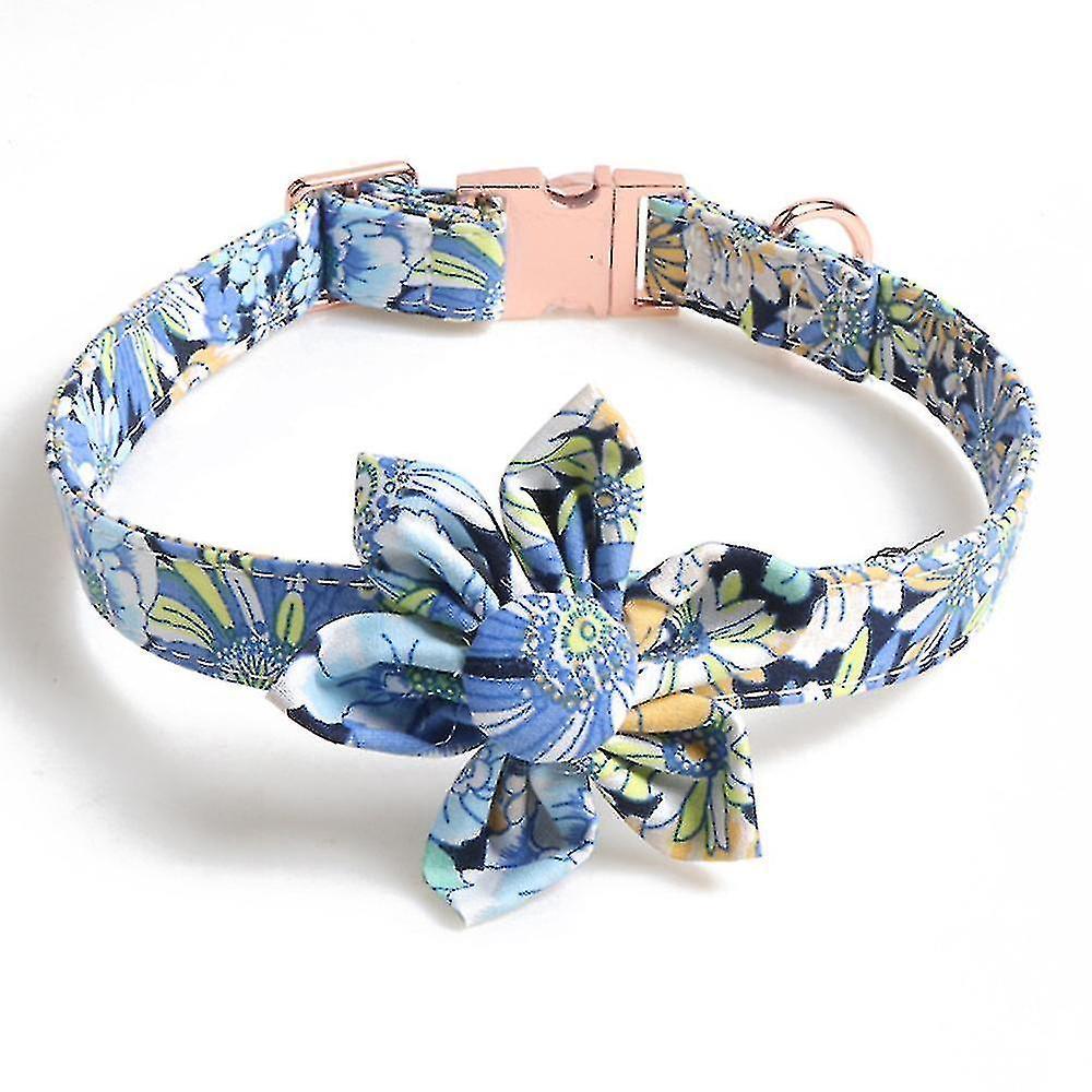 Tianzun Cute Dog Collar Tie And Headband Set, Quick Release Buckle Adjustable Soft And Comfortable Sunflower blue