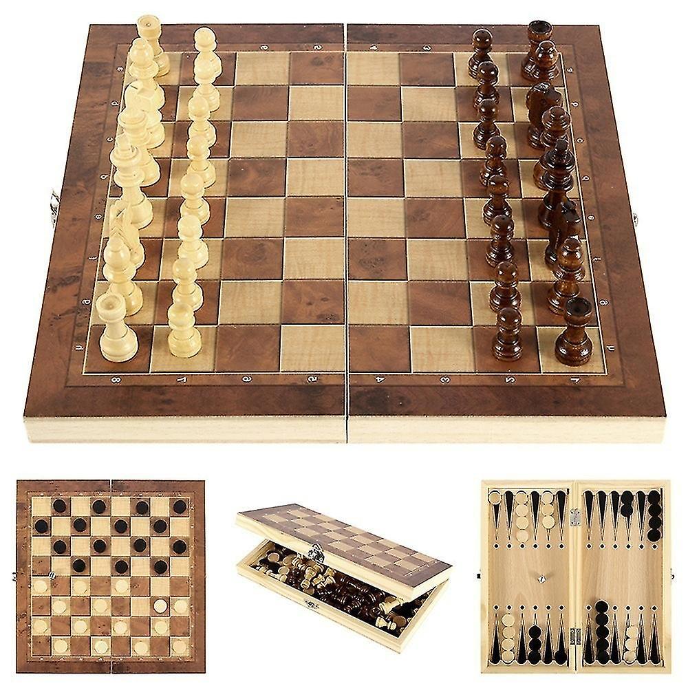 Litzee 2 In 1 Chess & Checkers Game Set With Portable Folding Board