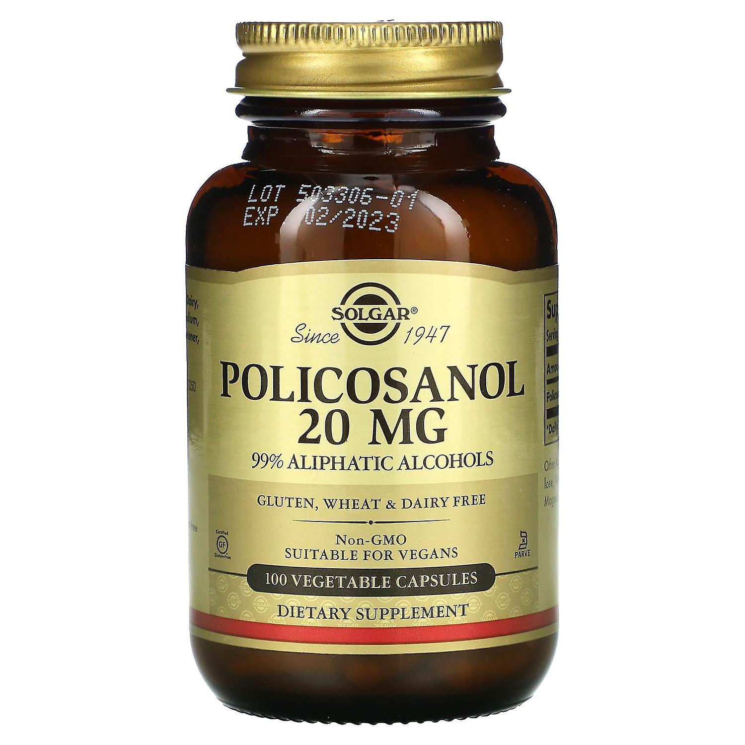 Solgar, Policosanol, 20 mg, 100 Vegetable Capsules