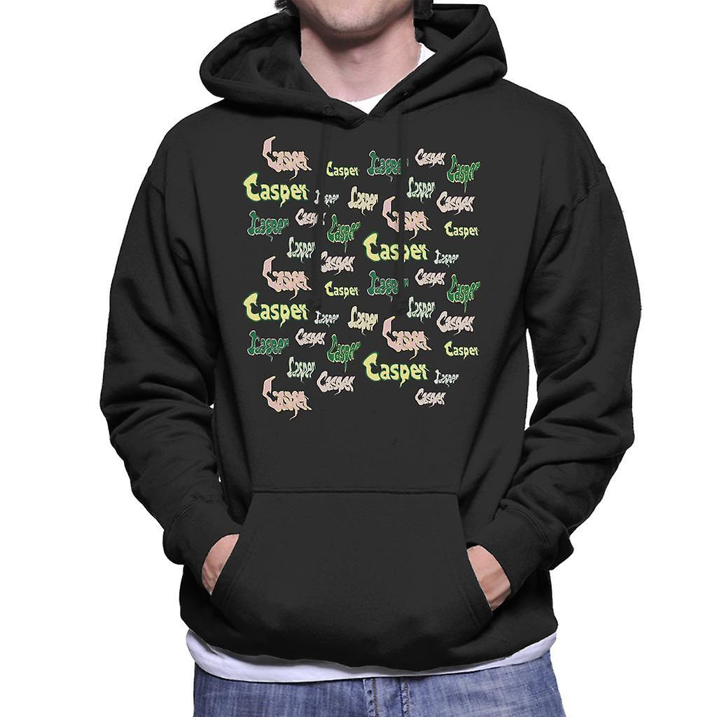 Casper The Friendly Ghost Logo Fonts Men's Hooded Sweatshirt Black XX-Large