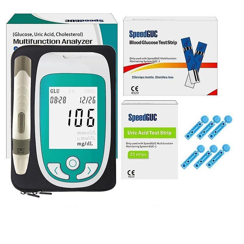 Slowmoose Multi-function Cholesterol, Uric Acid, Blood Glucose Meter Meter Glu50UA25